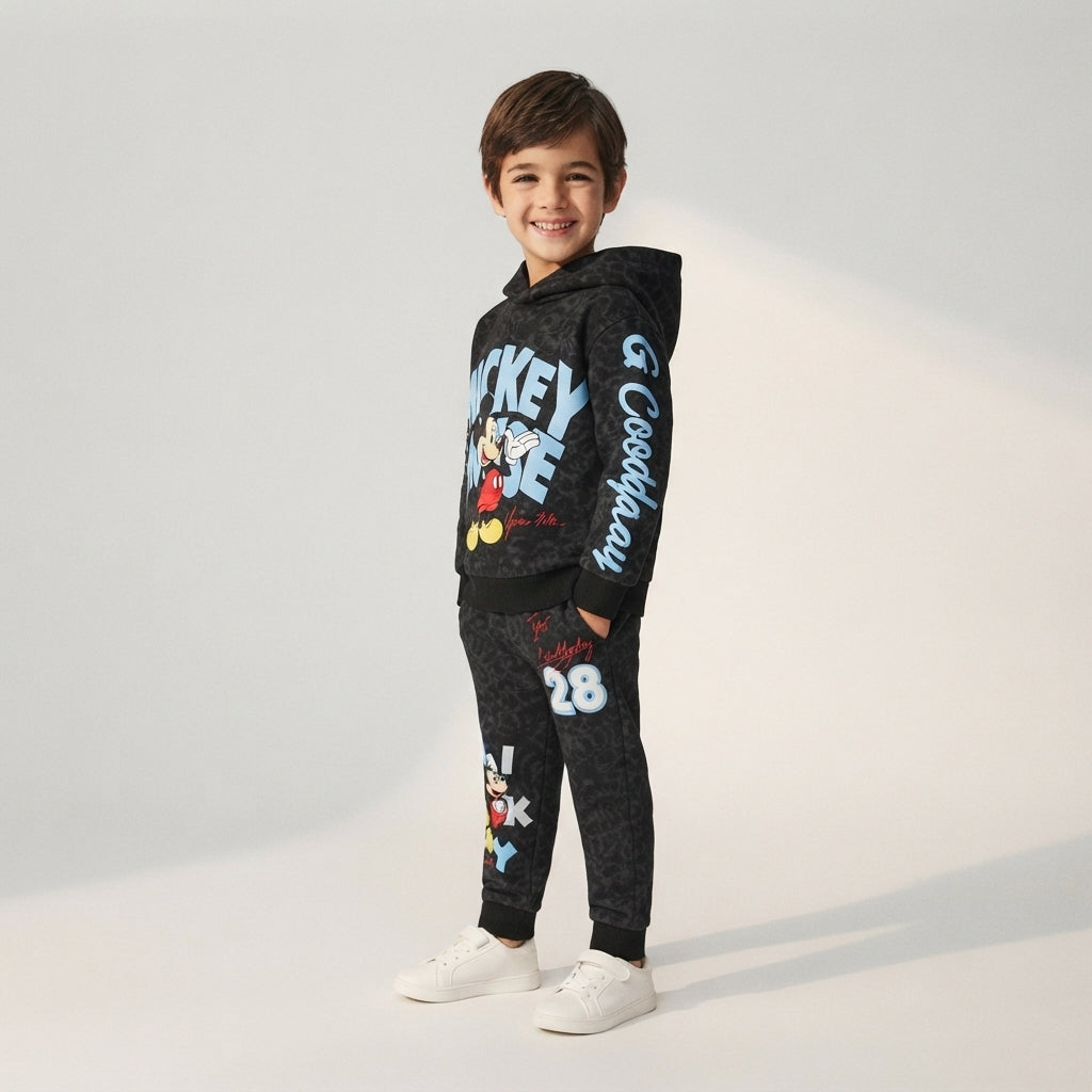Pantalón de Chándal para Niño "Mickey Mouse" - Negro con Textura