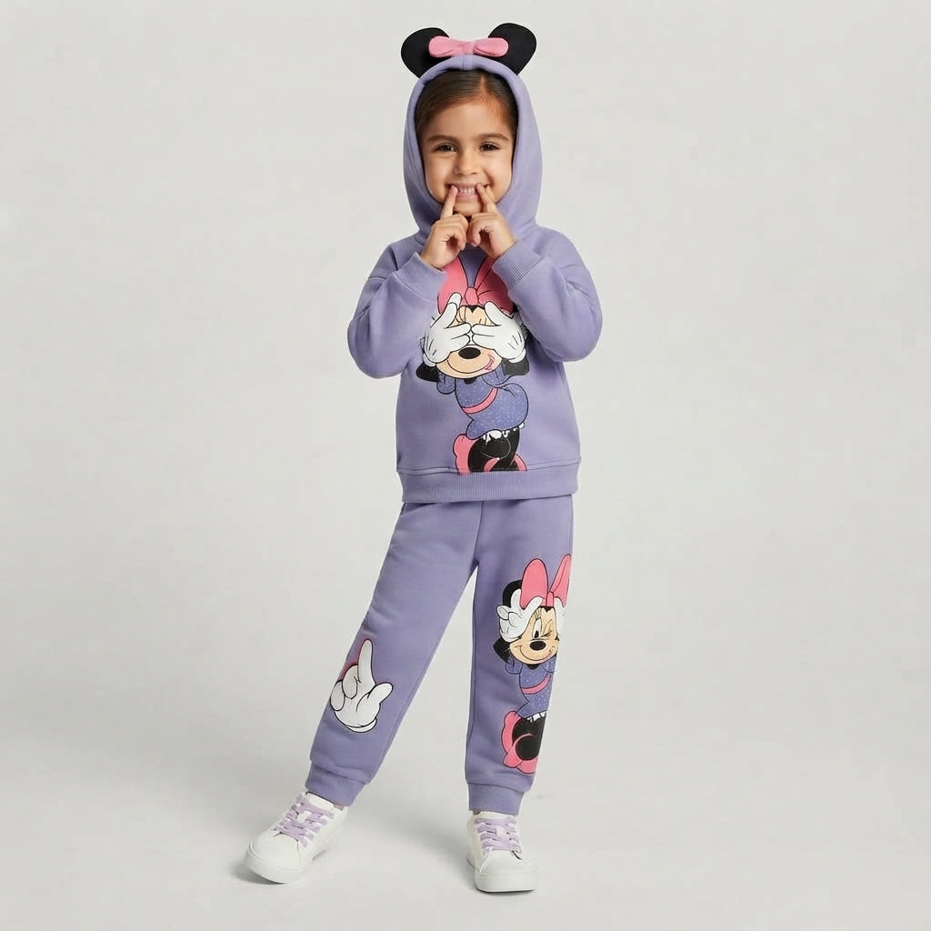 Conjunto Infantil Deportivo con Capucha y Estampado de Minnie Mouse