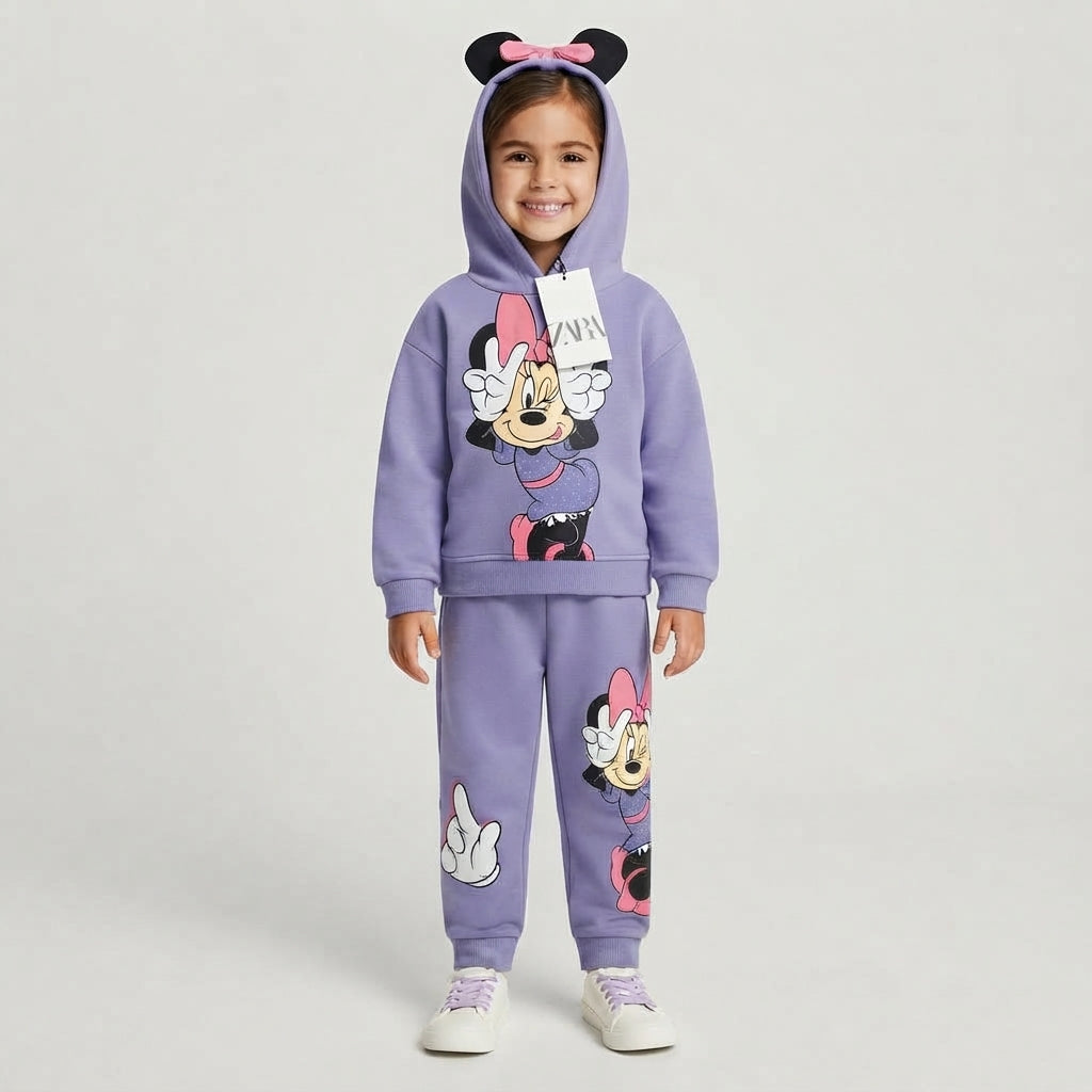 Conjunto Infantil Deportivo con Capucha y Estampado de Minnie Mouse