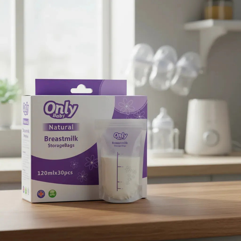 Caja y bolsa de almacenamiento de leche materna EmpiBy de 120 ml con cierre hermético y diseño libre de BPA