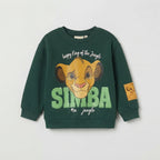 Buzo verde oscuro EmpiBy de El Rey León con estampado de Simba y texto Happy King of the Jungle para niños