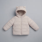 Chaqueta acolchada EmpiBy Little Bear en color beige con capucha y orejitas de oso para bebé