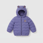 Chaqueta acolchada EmpiBy de color morado con capucha de osito tierno y cierre frontal de cremallera para niños