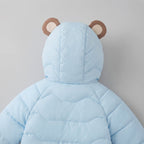 Chaqueta acolchada EmpiBy azul claro para niños con capucha y orejitas de oso decorativas en la parte superior