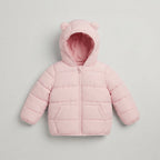 Chaqueta acolchada EmpiBy rosa para bebé con capucha y orejitas decorativas, diseño cálido y suave