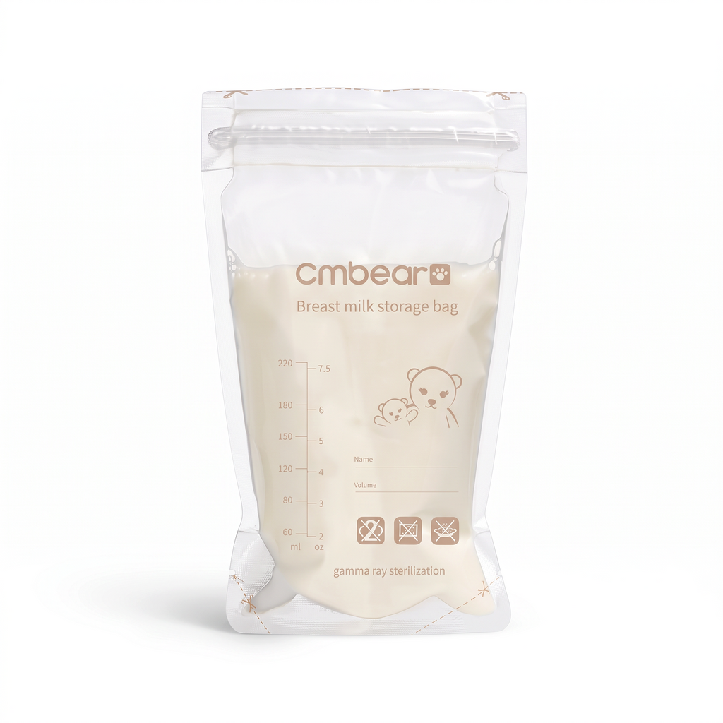 Bolsa de almacenamiento de leche materna Cmbear de EmpiBy con cierre hermético, escala de medición y zona de escritura.