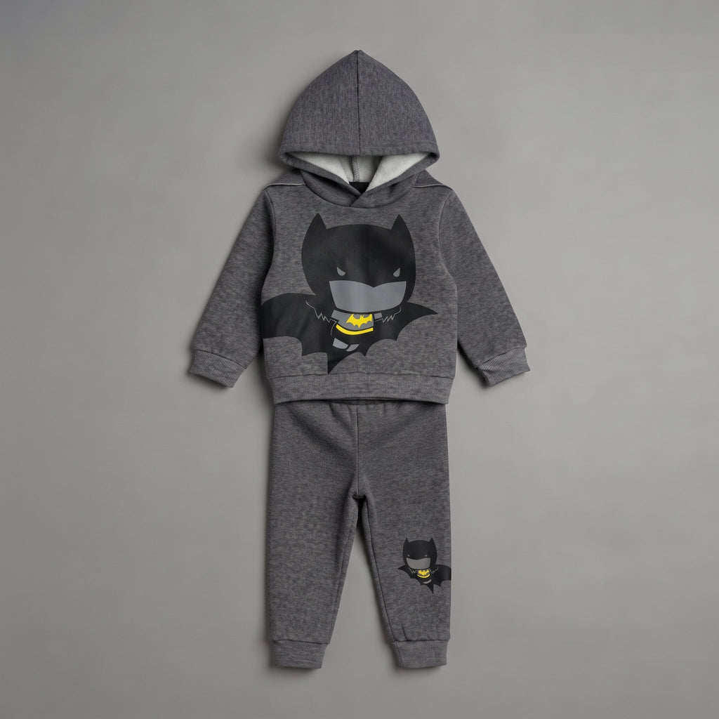 Conjunto EmpiBy de dos piezas para bebé niño en gris melange con sudadera de Batman y pantalón jogger a juego