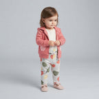 Conjunto EmpiBy de 3 piezas para bebé niña con chaqueta rosa de lunares, body marfil y pantalón estampado de manzanas