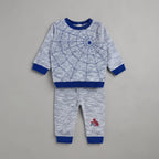 Conjunto EmpiBy de dos piezas para bebé con sudadera gris de telaraña y pantalón jogger a juego con detalle Spider-Man