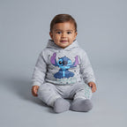Conjunto EmpiBy de dos piezas gris jaspeado para bebé con sudadera de Stitch y pantalón jogger a juego
