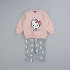 Conjunto EmpiBy de 2 piezas para bebé niña con suéter rosa de Hello Kitty y pantalón gris estampado