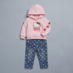 Conjunto EmpiBy de 2 piezas para bebé niña con sudadera rosa de Hello Kitty y jeans de mezclilla estampados
