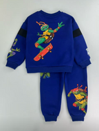 Conjunto EmpiBy de sudadera y pantalón jogger azul para niño con estampado de las Tortugas Ninja en acción