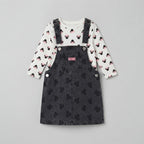 Conjunto EmpiBy de 2 piezas para bebé niña con vestido peto de mezclilla oscura Minnie y camiseta blanca estampada