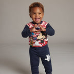 Conjunto EmpiBy de dos piezas para bebé con sudadera a rayas de Mickey Mouse y pantalón jogger azul marino