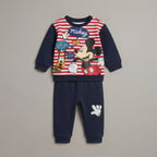 Conjunto EmpiBy de dos piezas para bebé con sudadera a rayas de Mickey Mouse y pantalón jogger azul marino