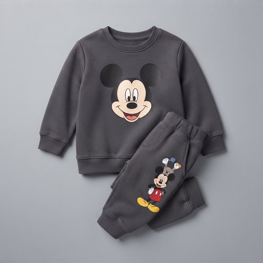 Conjunto EmpiBy de dos piezas gris para niño con sudadera y jogger estampados de Mickey Mouse en tela suave