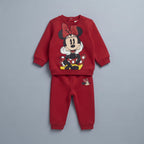 Conjunto EmpiBy de dos piezas para bebé en color rojo con estampado de Minnie Mouse y pantalón jogger a juego