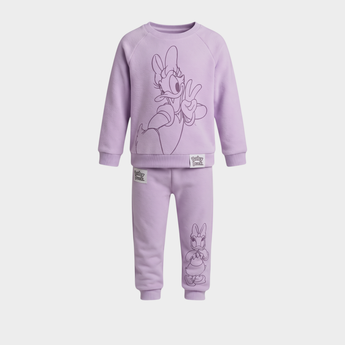 Conjunto de dos piezas EmpiBy para niña en polar lila suave con estampado de Daisy Duck y cuello redondo