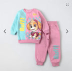 Conjunto EmpiBy de sudadera y pantalón rosa y azul con estampado de Skye de Paw Patrol y texto Ruff Ruff