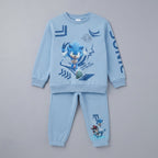 Conjunto de dos piezas EmpiBy para niño con sudadera y jogger azul claro estampado con el personaje Sonic