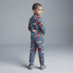 Conjunto EmpiBy de dos piezas para niño con estampado de Spider-Man y Marvel en sudadera y pantalón azul grisáceo