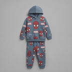 Conjunto EmpiBy de dos piezas para niño con sudadera con capucha y jogger en azul grisáceo con estampado de Spiderman