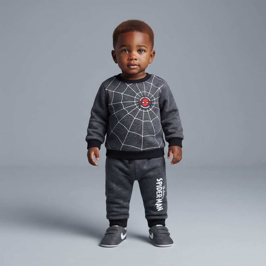 Conjunto EmpiBy de dos piezas para bebé con sudadera gris de Spiderman y pantalón jogger a juego
