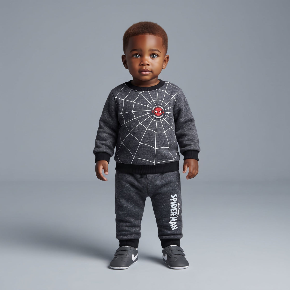 Conjunto EmpiBy de dos piezas para bebé con sudadera gris de Spiderman y pantalón jogger a juego