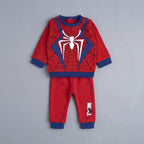 Conjunto EmpiBy de dos piezas para bebé de Spiderman en rojo y azul con gráfico de araña y pantalón jogger