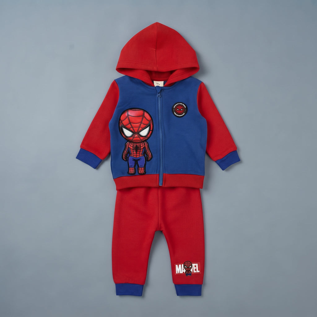 Conjunto EmpiBy de 2 piezas de Spiderman para bebé con sudadera azul y roja con capucha y pantalón jogger a juego