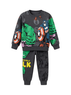 Conjunto EmpiBy de sudadera y jogger gris oscuro con estampado de Hulk y Capitán América en algodón perchado suave
