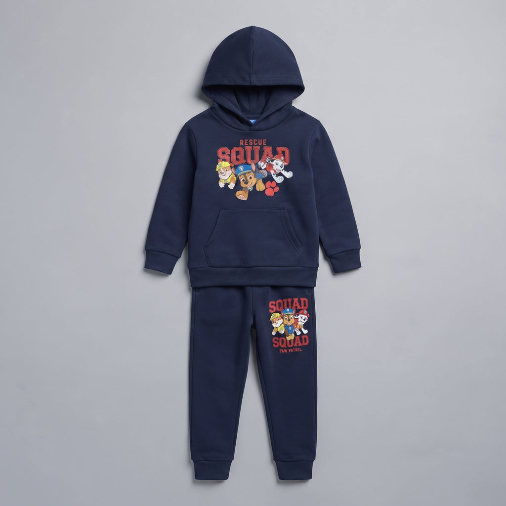 Conjunto EmpiBy de sudadera con capucha y pantalón jogger azul marino con estampado de Rescue Squad para niños
