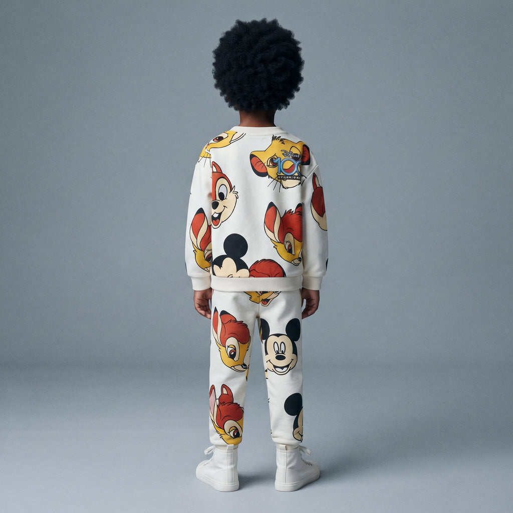 Conjunto EmpiBy de sudadera y jogger blanco con estampado de Mickey Mouse y amigos para niño, vista trasera
