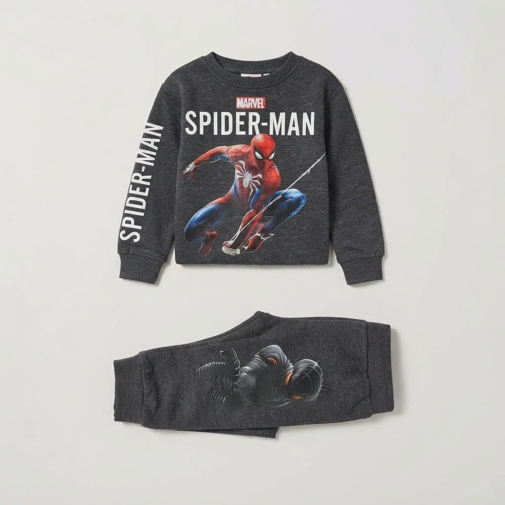 Conjunto EmpiBy de sudadera y pantalón gris de Spider-Man para niño con estampado del superhéroe de Marvel