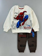 Conjunto EmpiBy de sudadera blanca y pantalón gris con estampado de Spider-Man de Marvel para niño