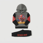 Conjunto EmpiBy de sudadera con capucha gris y pantalón negro con estampado de Spider-Man para niño