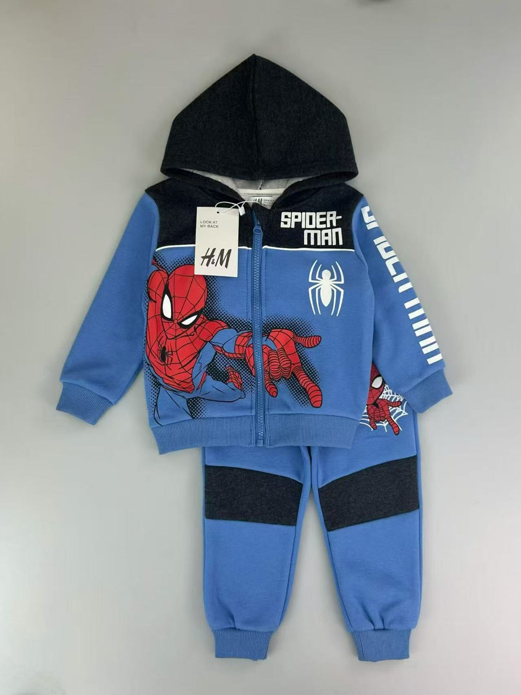Conjunto EmpiBy de sudadera con cremallera y pantalón de Spider-Man en colores azul y rojo con capucha