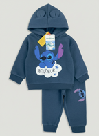 Conjunto EmpiBy de sudadera y jogger azul para niño con estampado de Stitch y capucha con orejitas en relieve