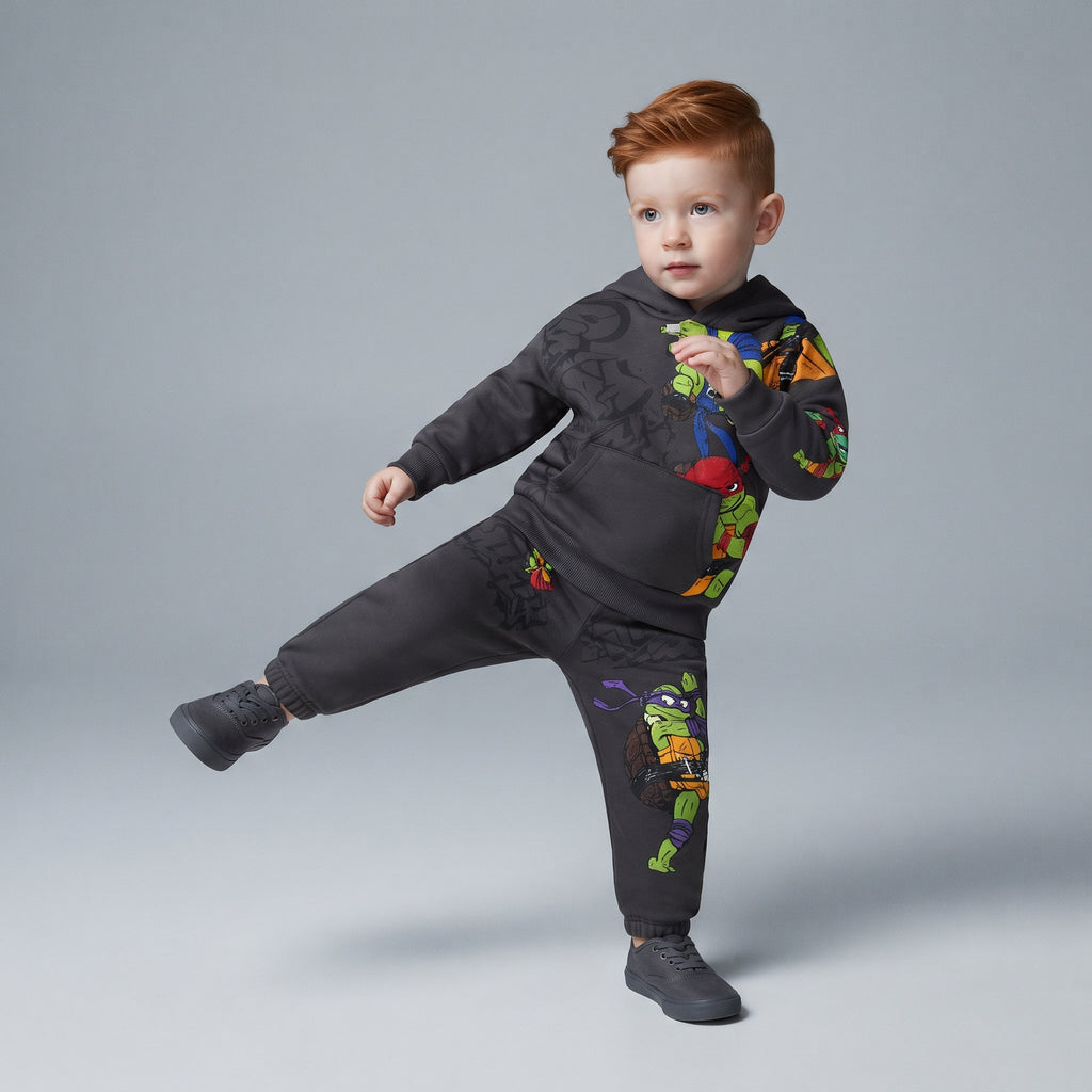 Conjunto EmpiBy de dos piezas gris de las Tortugas Ninja para niño con sudadera con capucha y pantalón jogger