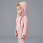 Conjunto EmpiBy de 3 piezas rosa para bebé niña con chaqueta con capucha, body a rayas y pantalón cómodo