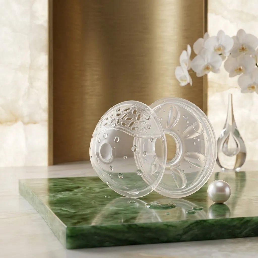 Copas recolectoras de leche materna EmpiBy de silicona transparente con diseño ergonómico y ventilación