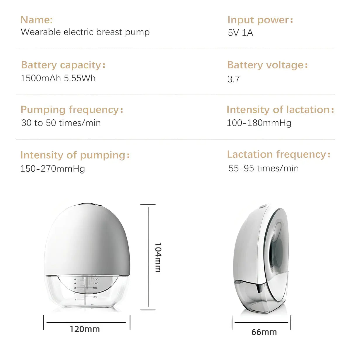 Especificaciones técnicas y dimensiones del extractor eléctrico manos libres EmpiBy S18 con pantalla digital