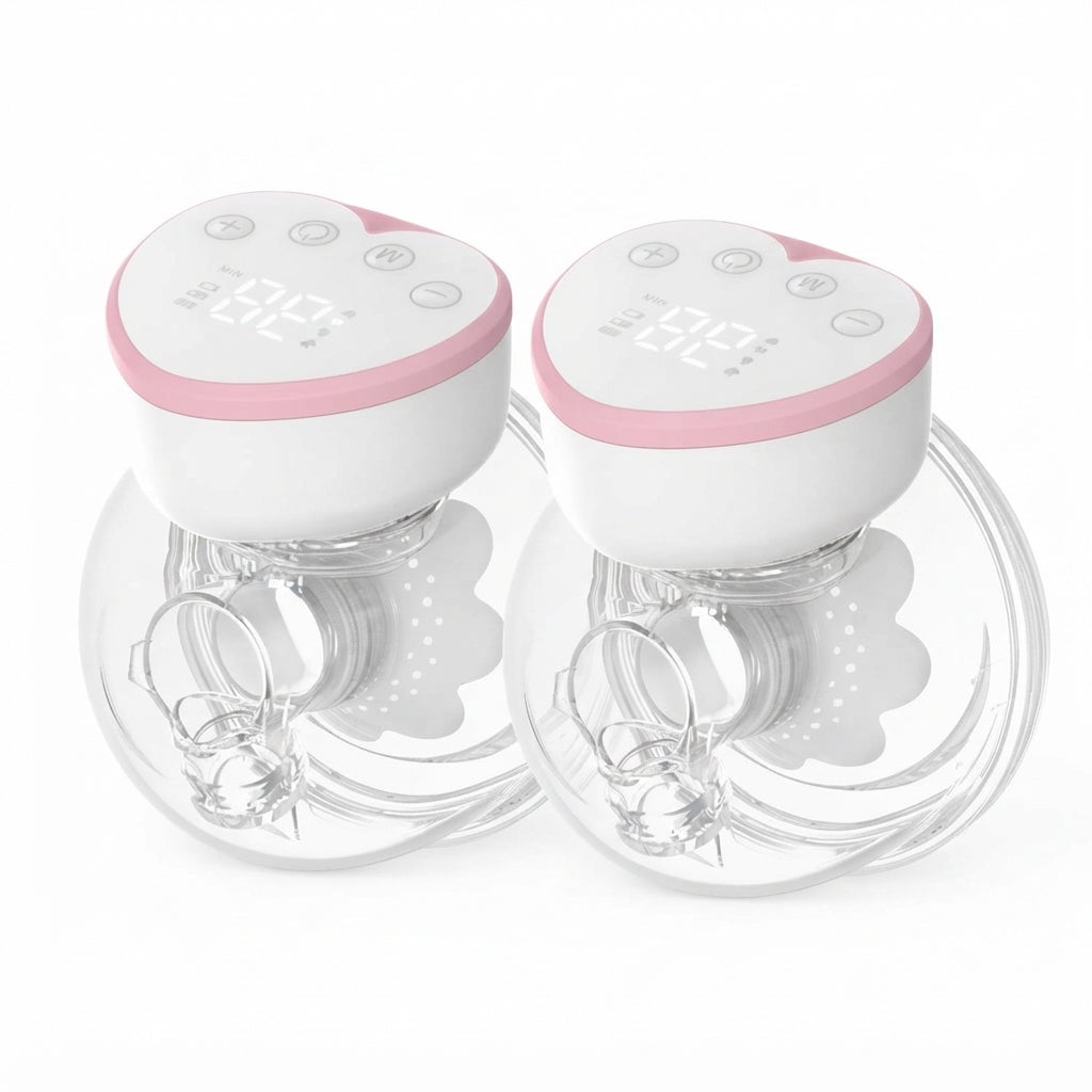 Extractor de leche eléctrico doble EmpiBy MY-379 portátil con diseño manos libres, color rosa y sistema antiderrame