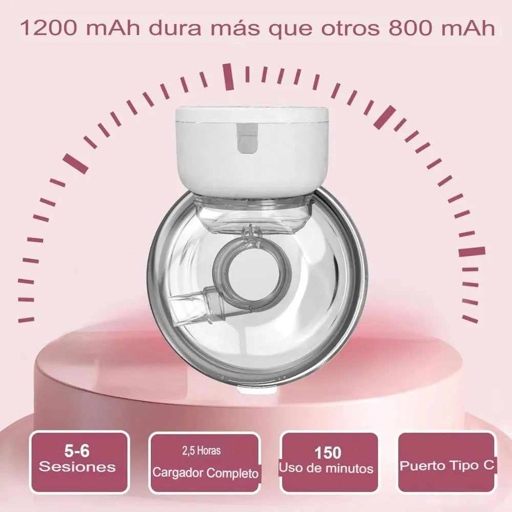 Extractor de leche eléctrico manos libres EmpiBy en color blanco con diseño portátil y pantalla LED integrada