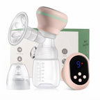 Extractor de leche eléctrico EmpiBy rosa con pantalla LED, modos de masaje y biberón de silicona libre de BPA