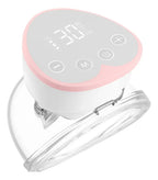 Extractor de leche manos libres EmpiBy portátil con pantalla digital, diseño ergonómico en color blanco y rosa