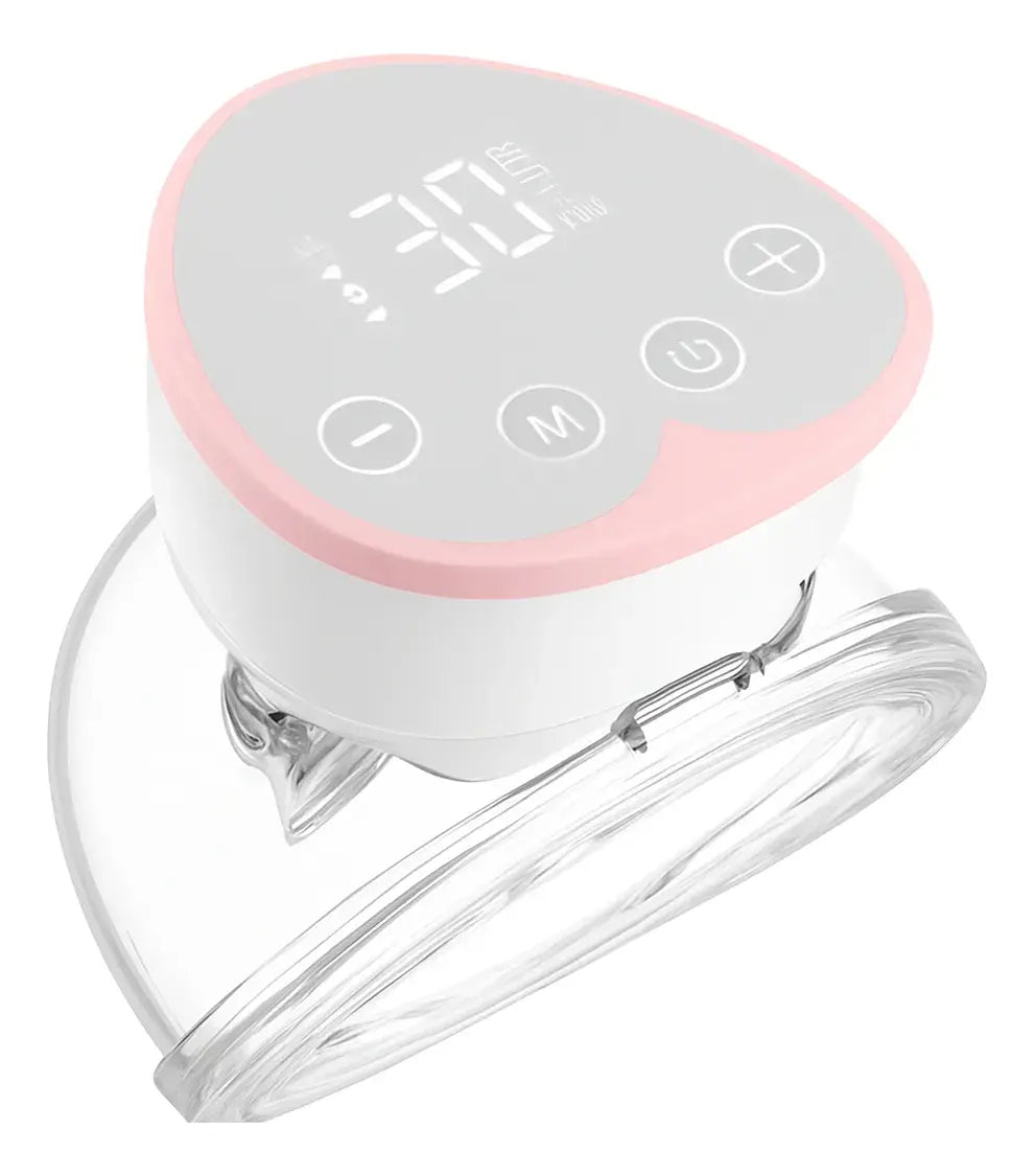 Extractor de leche manos libres EmpiBy portátil con pantalla digital, diseño ergonómico en color blanco y rosa