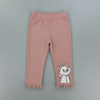 Legging EmpiBy para niña en color rosa viejo con textura acanalada y estampado de la gatita Marie en la pierna