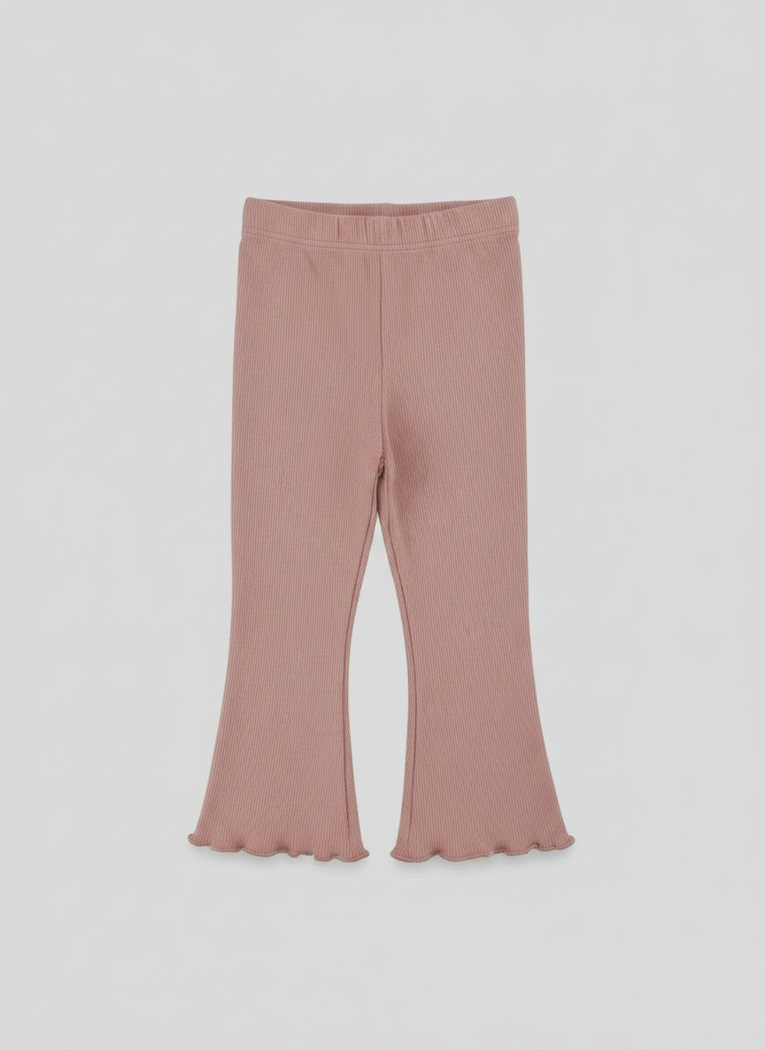 Leggings acanalados EmpiBy en color rosa viejo con corte acampanado y bajo ondulado para niña